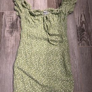 Princess Polly Green Ruffled Tie Front Sundress